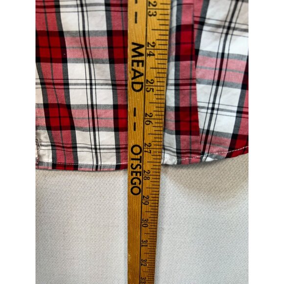 Talbots Plus Women's Cotton Button Up Blouse Long Sleeve Size 18W Red White Plai - Picture 9 of 12